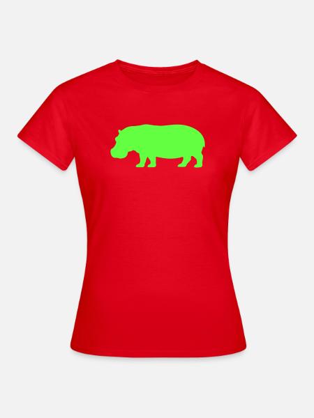 Nilpferd Silhouette Leuchtend Grün - Frauen T-Shirt - Rot