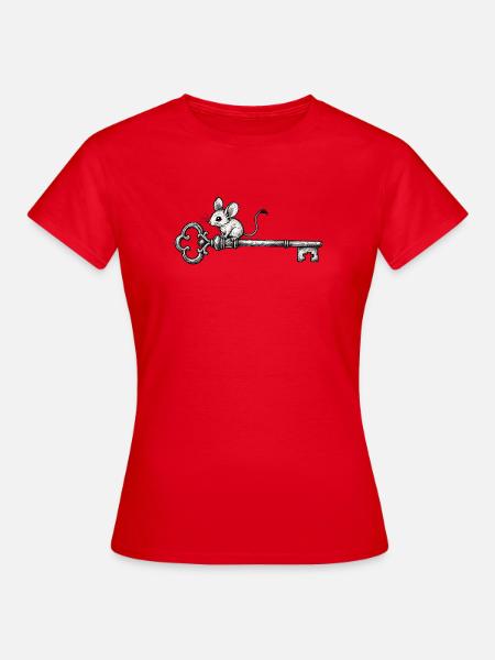 Maus auf antikem Schlüssel - Frauen T-Shirt - Rot