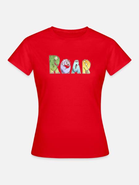 Colorful Dinosaur Letters Illustration - Women's T-Shirt - red