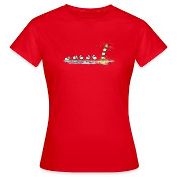 Leuchtturm und Schafe I Nordsee Ostsee Küste - Frauen T-Shirt - Rot - Vorne - AI Model Female 172 dark (172cm)