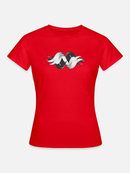 Abstracte vormen – dynamisch zwart-wit ontwerp - Vrouwen T-shirt - rood