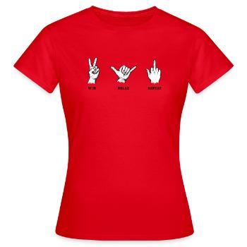 Win Relax Repeat Handzeichen Set – Illustration - Frauen T-Shirt - Rot - Vorne - AI Model Female 172 dark (172cm)