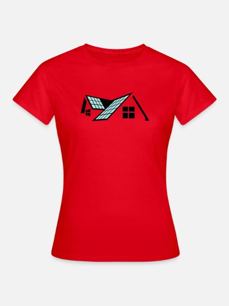 Haus mit Sonnenkollektoren - Frauen T-Shirt - Rot