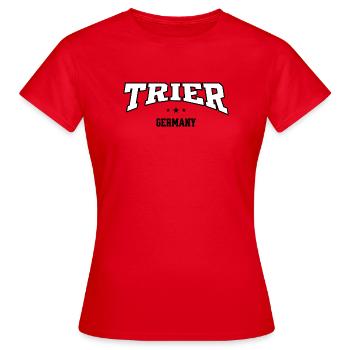 Trier Souvenir Shirt – Vintage Style College - Women's T-Shirt - red - Front - AI Model Female 172 dark (172cm)
