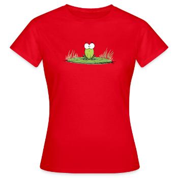 Frog on lily pad - Women's T-Shirt - red - Front - AI Model Female 172 dark (172cm)