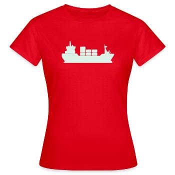 Container freighter Silhouette - Women's T-Shirt - red - Front - AI Model Female 172 dark (172cm)