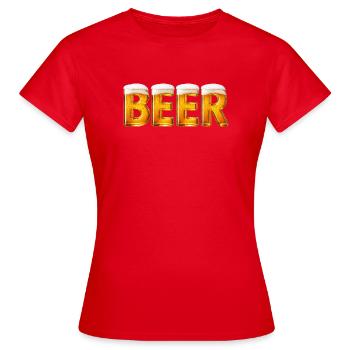 Beer Shirt | Funny Beer Lover Graphic Tee - Women's T-Shirt - red - Front - AI Model Female 172 dark (172cm)