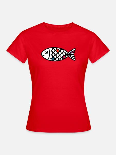 Abstrakter Fisch | Modernes Meeresmotiv - Frauen T-Shirt - Rot