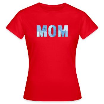 MOM Patchwork Denim Style - T-shirt Femme - rouge - Devant - AI Model Female 172 dark (172cm)