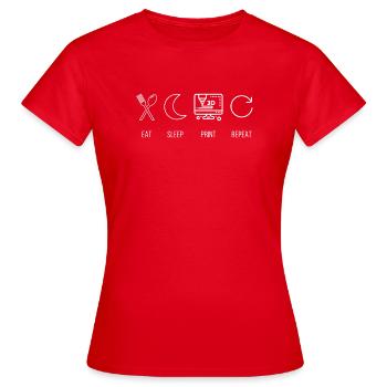 Eat, Sleep, Print, Repeat 3D Printing Maker - Women's T-Shirt - red - Front - AI Model Female 172 dark (172cm)
