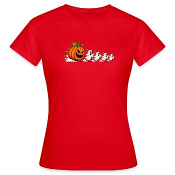 HALLOWEEN KÜRBIS GEIST - Frauen T-Shirt - Rot - Vorne - AI Model Female 172 dark (172cm)