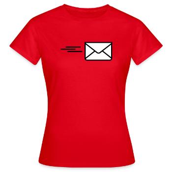 Senden Sie einen Logo-Brief - Frauen T-Shirt - Rot - Vorne - AI Model Female 172 dark (172cm)
