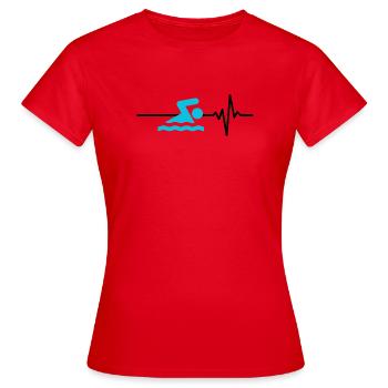 Schwimmen ist mein Leben, Herzschlag, Triathlon - Frauen T-Shirt - Rot - Vorne - AI Model Female 172 dark (172cm)