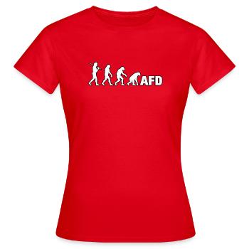 Evolution zum Schriftzug - Frauen T-Shirt - Rot - Vorne - AI Model Female 172 dark (172cm)