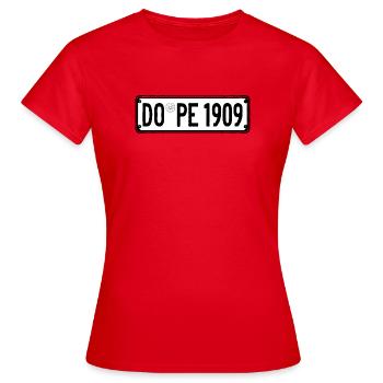 Nummernschild DO-PE 1909 kultig Ruhrpott - Frauen T-Shirt - Rot - Vorne - AI Model Female 172 dark (172cm)