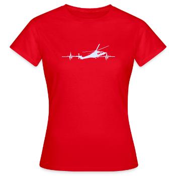 ECG du battement cardiaque d’hélicoptère - T-shirt Femme - rouge - Devant - AI Model Female 172 dark (172cm)