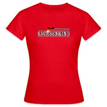 Sachsenkind Ostdeutschland Shirt - Frauen T-Shirt - Rot - Vorne - AI Model Female 172 dark (172cm)