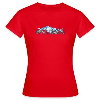 Village alpin d’hiver avec gondoles - T-shirt Femme - rouge - Devant - AI Model Female 172 dark (172cm)