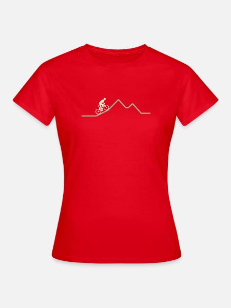 Mountainbike Berglinie – Minimalistisches Motiv - Frauen T-Shirt - Rot