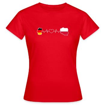 Le battement de cœur de l’Allemagne et de la Pologne - T-shirt Femme - rouge - Devant - AI Model Female 172 dark (172cm)