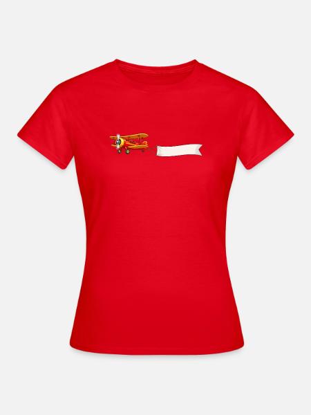 Doppeldecker Flugzeug Banner Motiv Retro - Frauen T-Shirt - Rot