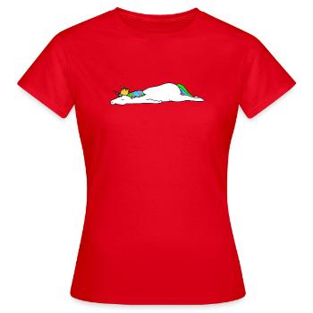 Faules Einhorn schläft Komisch Nickerchen Magische Krone - Frauen T-Shirt - Rot - Vorne - AI Model Female 172 dark (172cm)