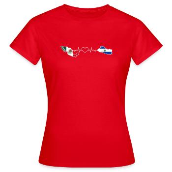 Le battement de cœur du Mexique et du Salvador - T-shirt Femme - rouge - Devant - AI Model Female 172 dark (172cm)