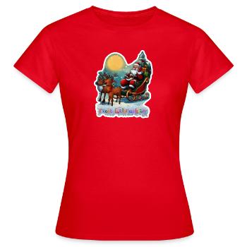 Traîneau à rennes avec le Père Noël - T-shirt Femme - rouge - Devant - AI Model Female 172 dark (172cm)