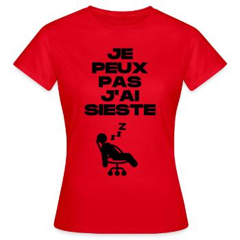 t-shirt je peux pas j ai sieste - T-shirt Femme - rouge - Devant - AI Model Female 172 dark (172cm)