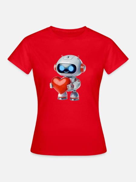 Roboter mit Herz - Frauen T-Shirt - Rot