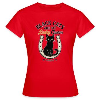 Porte-bonheur du Chat Noir Cadeau du Porte-bonheur - T-shirt Femme - rouge - Devant - AI Model Female 172 dark (172cm)