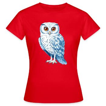 Snow White Blue Owl Drawing - Women's T-Shirt - red - Front - AI Model Female 172 dark (172cm)