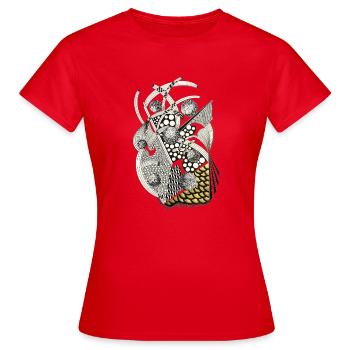 Ornement abstrait avec accents dorés - T-shirt Femme - rouge - Devant - AI Model Female 172 dark (172cm)