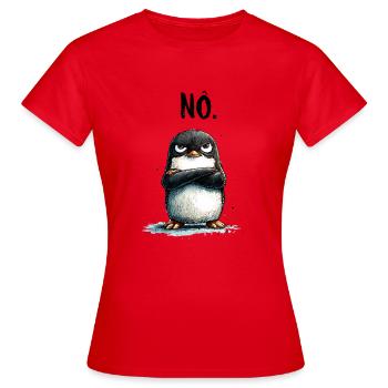 Grummeliger Pinguin Nö Statement Motiv - Frauen T-Shirt - Rot - Vorne - AI Model Female 172 dark (172cm)