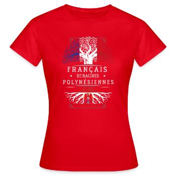 Francais De Racines Polynesiennes T-Shirt Cadea... - T-shirt Femme - rouge - Devant - AI Model Female 172 dark (172cm)