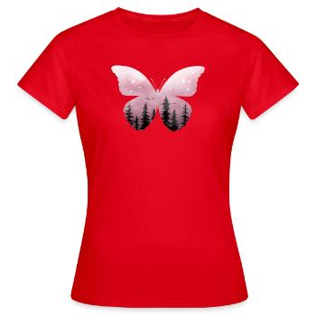 Forêt de papillons rose pastel - T-shirt Femme - rouge - Devant - AI Model Female 172 dark (172cm)