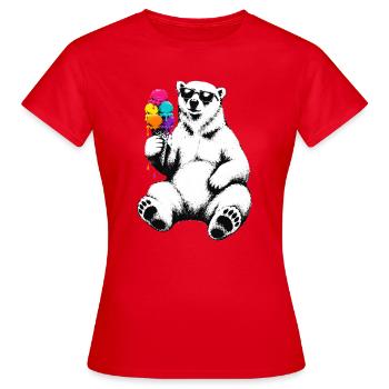 Eisbär mit Eis im Stencil Style   - Frauen T-Shirt - Rot - Vorne - AI Model Female 172 dark (172cm)