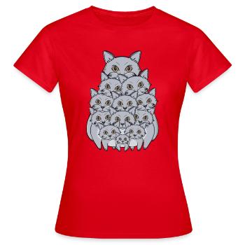 Adorable pile de chatons gris drôles de chatons empilés - T-shirt Femme - rouge - Devant - AI Model Female 172 dark (172cm)