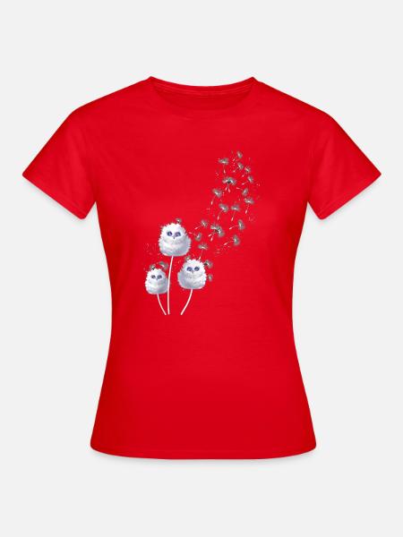 Flauschige Eulen im Löwenzahnflug - Frauen T-Shirt - Rot
