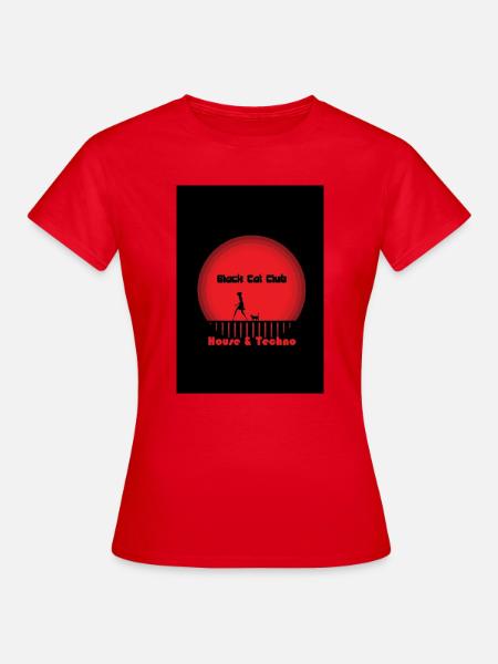 black_cat-girl-2345380_1280 - Frauen T-Shirt - Rot