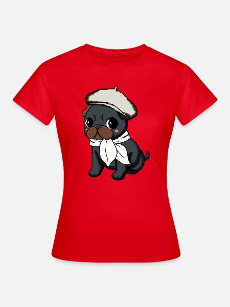 Black Pug Beret - Frauen T-Shirt - Rot