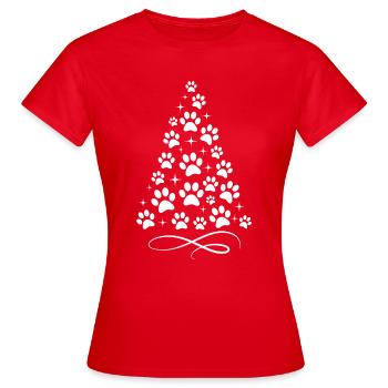 Arbre de Noël empreinte de patte - T-shirt Femme - rouge - Devant - AI Model Female 172 dark (172cm)