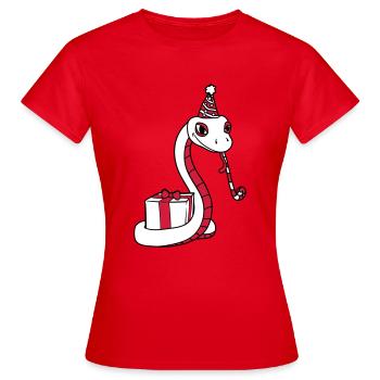 fête d'anniversaire fête cadeau serpent visage - T-shirt Femme - rouge - Devant - AI Model Female 172 dark (172cm)