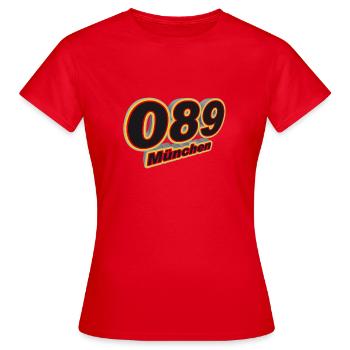 089 Muenchen - Frauen T-Shirt - Rot - Vorne - AI Model Female 172 dark (172cm)