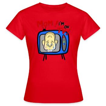 MAMAN! JE SUIS À LA TÉLÉ ! - T-shirt Femme - rouge - Devant - AI Model Female 172 dark (172cm)