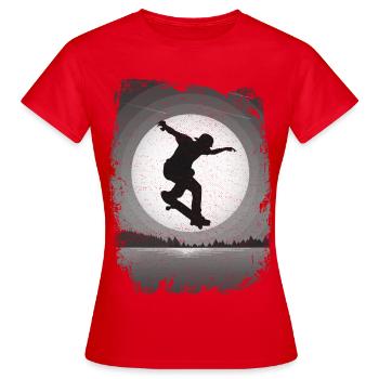 | de skate | lune Patineur - T-shirt Femme - rouge - Devant - AI Model Female 172 dark (172cm)