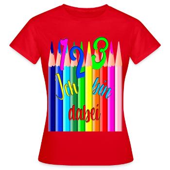 Retour à l’école123 Je fais des crayons de couleur colorés - T-shirt Femme - rouge - Devant - AI Model Female 172 dark (172cm)