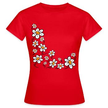 Gänseblümchen Margeriten Blumenranke Blume blumig - Frauen T-Shirt - Rot - Vorne - AI Model Female 172 dark (172cm)