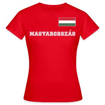 Look maillot de la Hongrie – MAGYARORSZÁG - Drapeau - T-shirt Femme - rouge - Devant - AI Model Female 172 dark (172cm)
