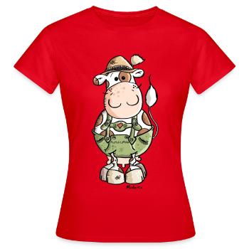 Bavarian Cow - Women's T-Shirt - red - Front - AI Model Female 172 dark (172cm)